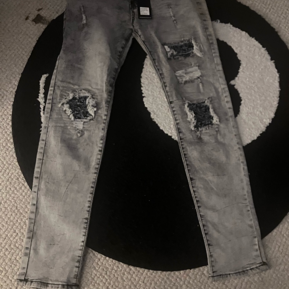 Men's Skinny Distressed Gray Jeans